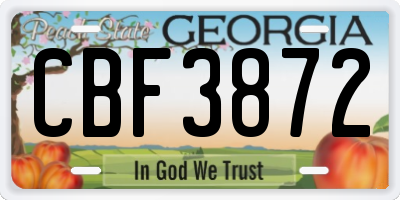 GA license plate CBF3872