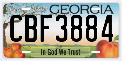 GA license plate CBF3884