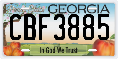 GA license plate CBF3885