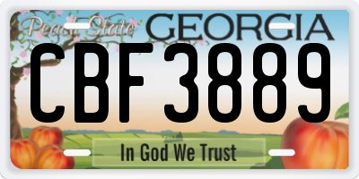 GA license plate CBF3889