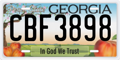 GA license plate CBF3898