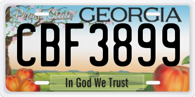 GA license plate CBF3899