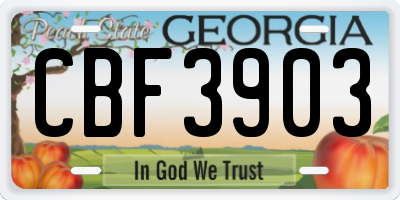 GA license plate CBF3903