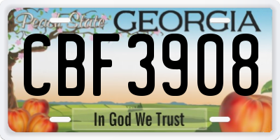 GA license plate CBF3908