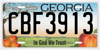 GA license plate CBF3913