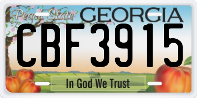 GA license plate CBF3915