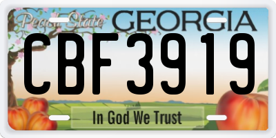 GA license plate CBF3919