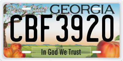 GA license plate CBF3920