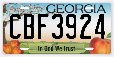 GA license plate CBF3924