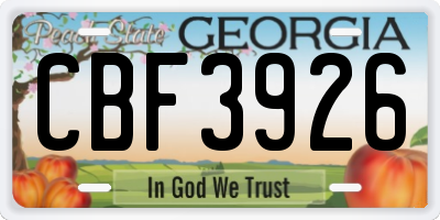 GA license plate CBF3926