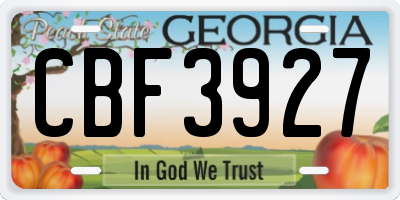 GA license plate CBF3927