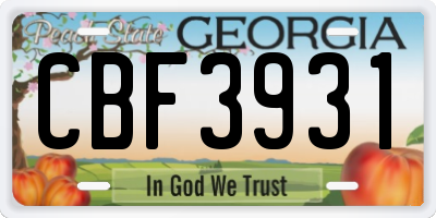 GA license plate CBF3931