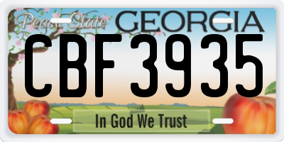 GA license plate CBF3935
