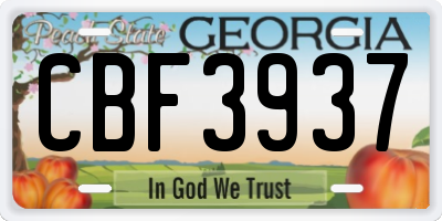 GA license plate CBF3937