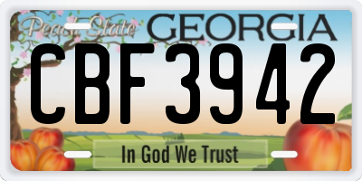 GA license plate CBF3942