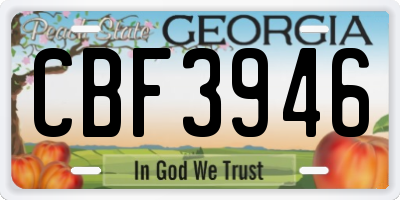 GA license plate CBF3946