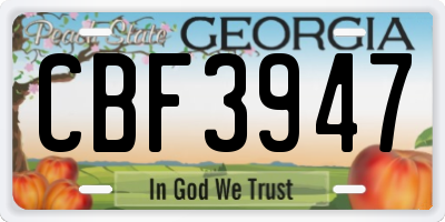 GA license plate CBF3947