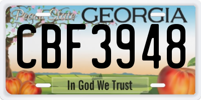 GA license plate CBF3948