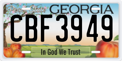 GA license plate CBF3949