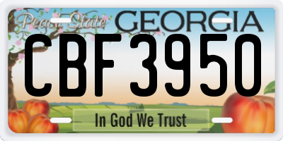 GA license plate CBF3950