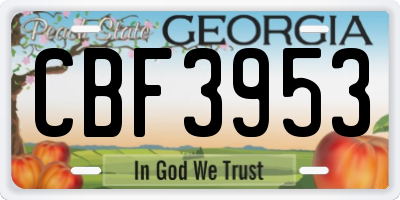 GA license plate CBF3953