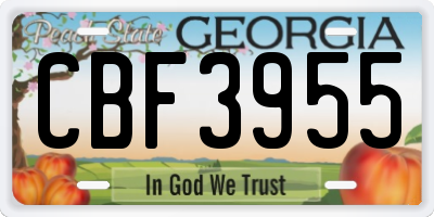 GA license plate CBF3955