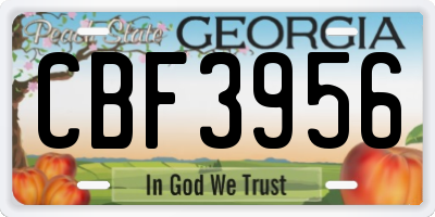 GA license plate CBF3956