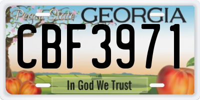 GA license plate CBF3971