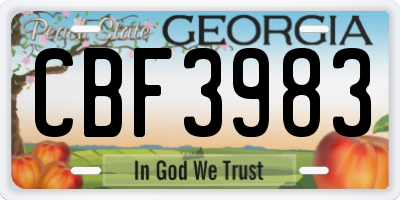 GA license plate CBF3983