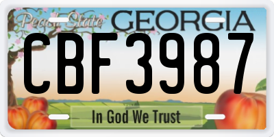 GA license plate CBF3987