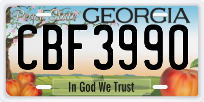 GA license plate CBF3990