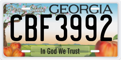 GA license plate CBF3992