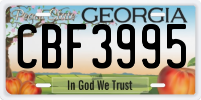 GA license plate CBF3995