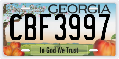GA license plate CBF3997