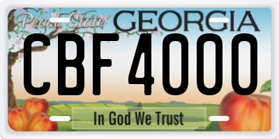 GA license plate CBF4000