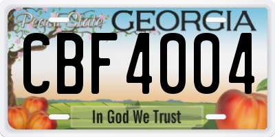 GA license plate CBF4004