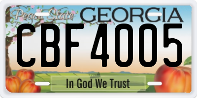 GA license plate CBF4005
