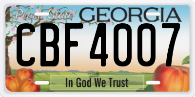 GA license plate CBF4007