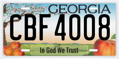 GA license plate CBF4008