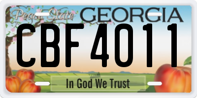 GA license plate CBF4011