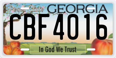 GA license plate CBF4016