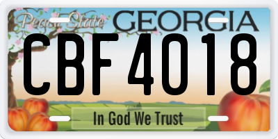 GA license plate CBF4018