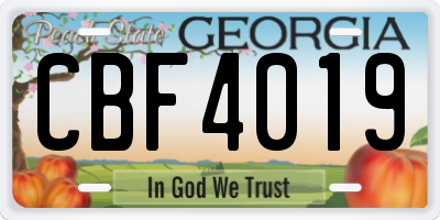 GA license plate CBF4019