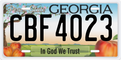 GA license plate CBF4023