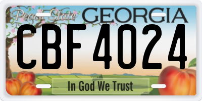 GA license plate CBF4024