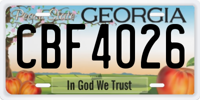 GA license plate CBF4026