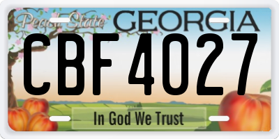 GA license plate CBF4027