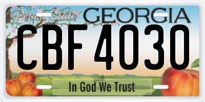 GA license plate CBF4030