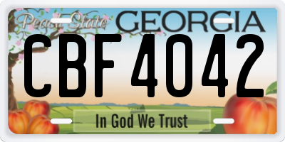 GA license plate CBF4042