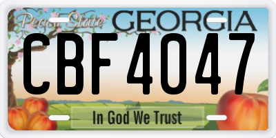 GA license plate CBF4047